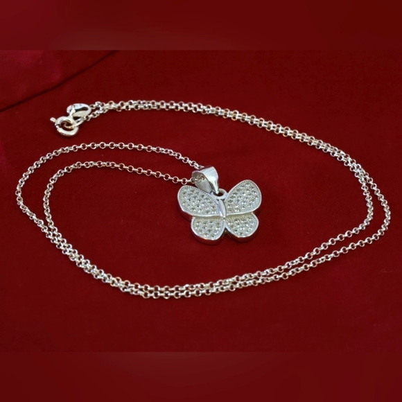925 Sterling Silver Butterfly Necklace - Picture 5 of 8